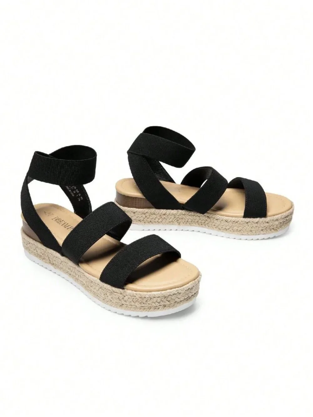 Black Vacation Women's Wedges Open Toe Ankle Strap Buckle Ankle Strap Sandals